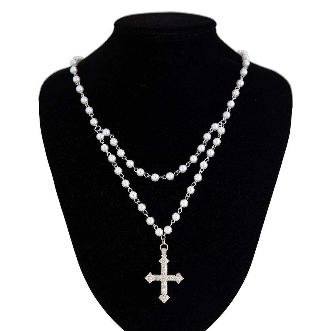 Matteo Pearl Cross Necklace
