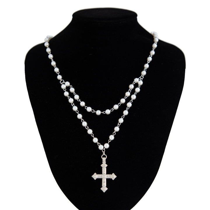 Matteo Pearl Cross Necklace