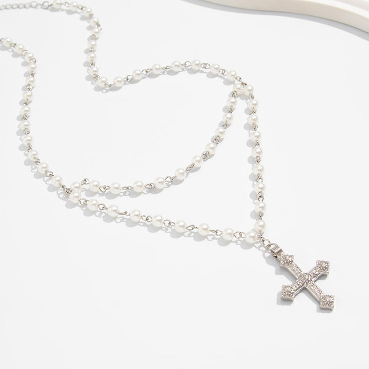 Matteo Pearl Cross Necklace