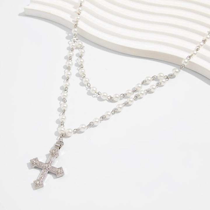 Matteo Pearl Cross Necklace